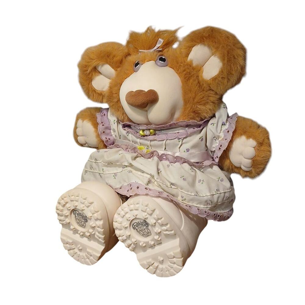 Furskins Bear Lila Claire Vtg 1985 Purple‎ Dress Boots Xavier Roberts 15"T Plush